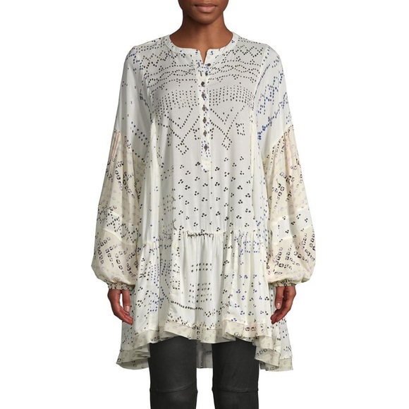 NWT Free People | Shibori flowy tunic Ivory - Picture 2 of 7